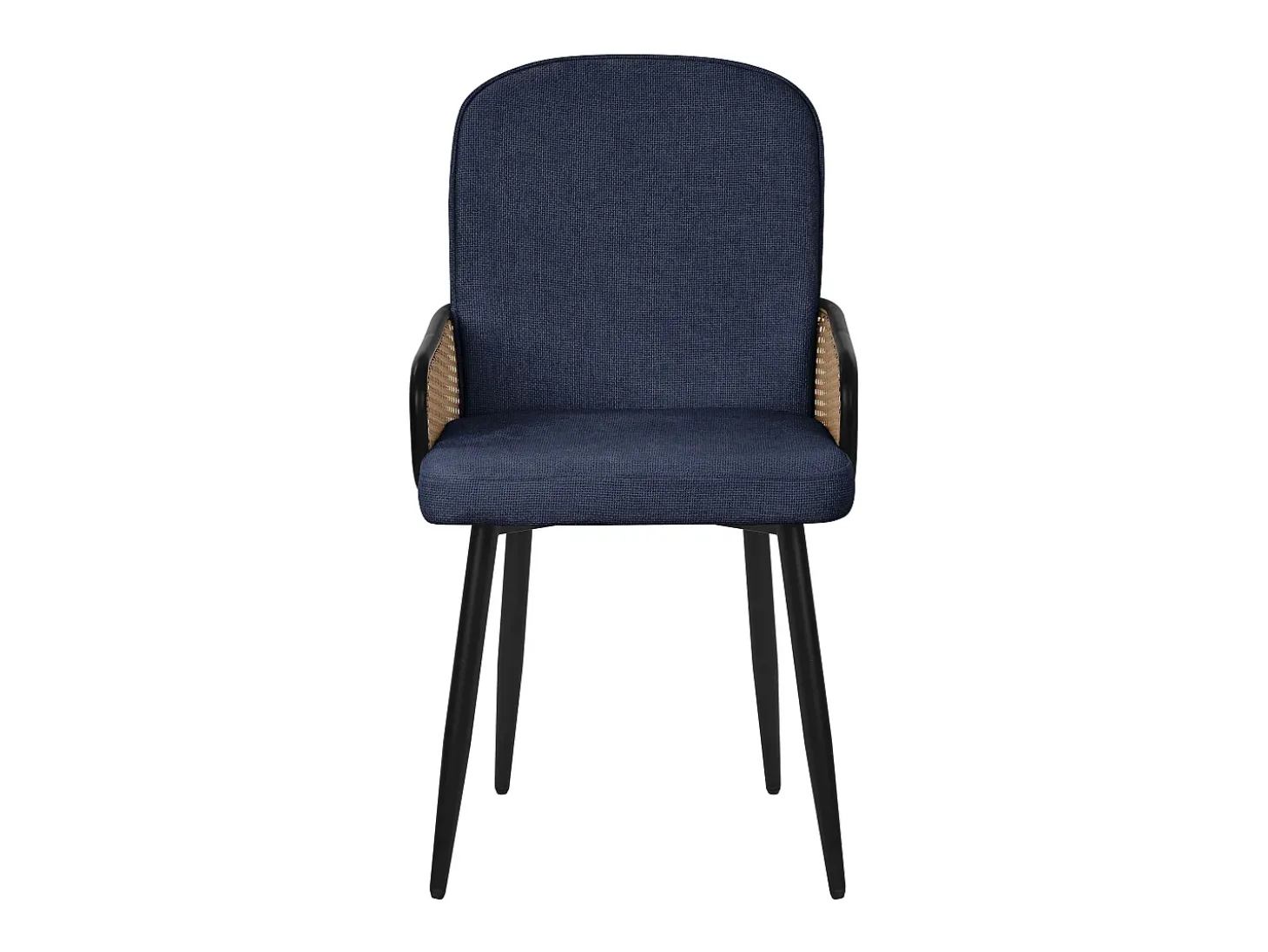 ML-Design 6x Sillas de comedor con funda de tela azul oscuro, asiento con respaldo, reposabrazos con aspecto de ratán sillón ergonómico de cocina