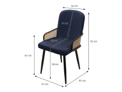 ML-Design 6x Sillas de comedor con funda de tela azul oscuro, asiento con respaldo, reposabrazos con aspecto de ratán sillón ergonómico de cocina