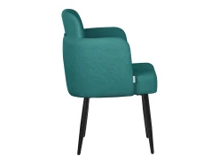 ML-Design 6x Sillas de comedor con funda de tela turquesa oscuro asientos con respaldo y reposabrazos de ratán mueble tapizado y patas de metal