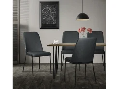 ML-Design 2x Sillas de comedor antracita poliéster tapizado con patas de metal asiento acolchado con respaldo diseño atemporal mueble ergonómico
