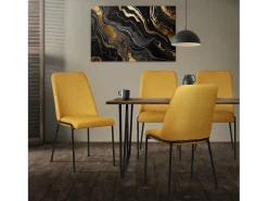 ML-Design 2x Sillas de comedor mostaza poliéster tapizado con patas de metal asiento acolchado con respaldo diseño atemporal mueble ergonómico