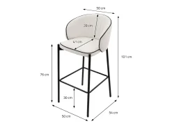 ML-Design 2x Taburetes de bar beige con tapizado de tela, 76cm altura, sillas con respaldo y reposapíes, estructura metálica sillones para encimera