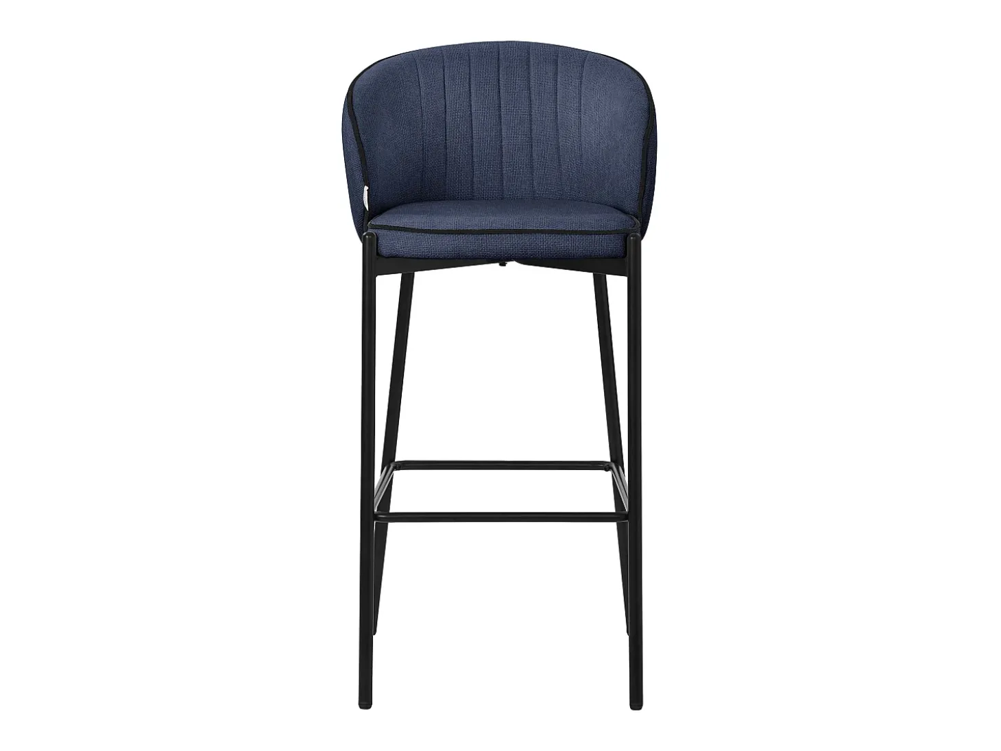 ML-Design 4x Taburetes de bar azul oscuro con tapizado de tela, 76cm sillas con respaldo y reposapíes, estructura metálica sillones para encimera