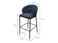 ML-Design 4x Taburetes de bar azul oscuro con tapizado de tela, 76cm sillas con respaldo y reposapíes, estructura metálica sillones para encimera
