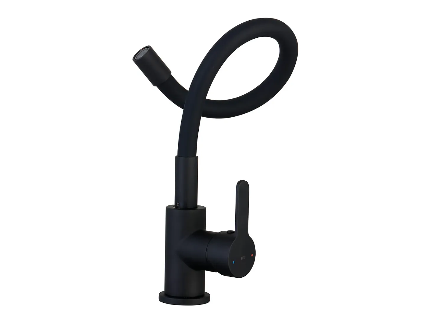 Mémory Mezclador para fregadero negro con manguera flexible con memoria de forma Essebagno