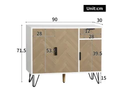 Moderno mueble de almacenaje, aparador con cajón y estantes regulables en altura (90 x 30 x 71,5 cm)