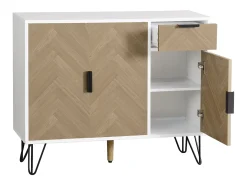Moderno mueble de almacenaje, aparador con cajón y estantes regulables en altura (90 x 30 x 71,5 cm)