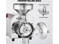Molino de Granos SucceBuy 2200 W, Molino de Maíz 50 KG/H Acero Inoxidable para Pimienta Soja Cacahuete Granos de Maíz Harina de Molienda