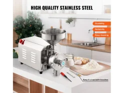 Molino de Granos SucceBuy 2200 W, Molino de Maíz 50 KG/H Acero Inoxidable para Pimienta Soja Cacahuete Granos de Maíz Harina de Molienda