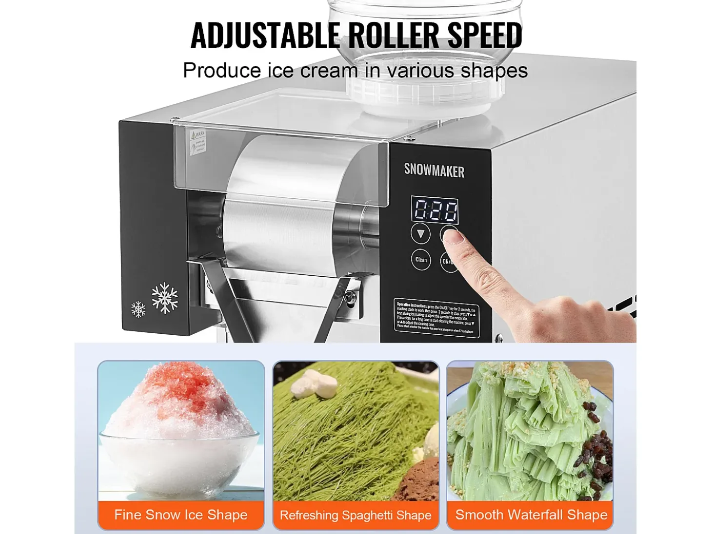 Máquina Comercial de Hielo en Copos SucceBuy, 170 kg/24 h de Acero Inoxidable para Helados