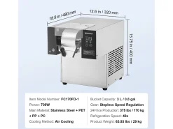 Máquina Comercial de Hielo en Copos SucceBuy, 170 kg/24 h de Acero Inoxidable para Helados