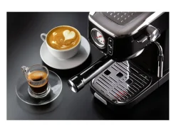 Máquina de espresso Ariete 1381 negra 15 bares, 1300W, compatible con café molido y cápsulas, con manómetro y Maxi-Cappuccino