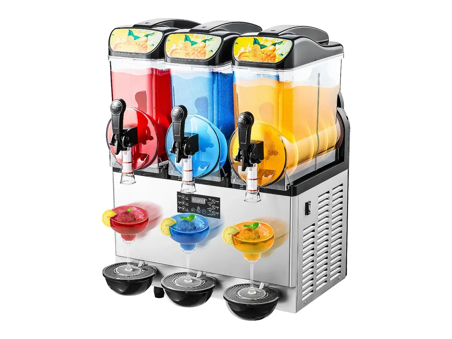 Máquina de Granito SucceBuy, 3 Depósitos de 15 L, Acero Inoxidable, Distribuidor de Bebidas Heladas, para Hogar, Restaurantes, Cafés, Bares