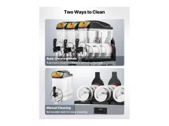 Máquina de Granito SucceBuy, 3 Depósitos de 15 L, Acero Inoxidable, Distribuidor de Bebidas Heladas, para Hogar, Restaurantes, Cafés, Bares