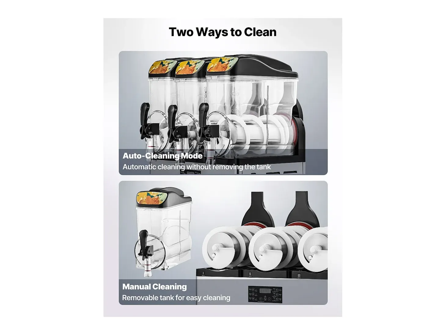 Máquina de Granito SucceBuy, 3 Depósitos de 15 L, Acero Inoxidable, Distribuidor de Bebidas Heladas, para Hogar, Restaurantes, Cafés, Bares