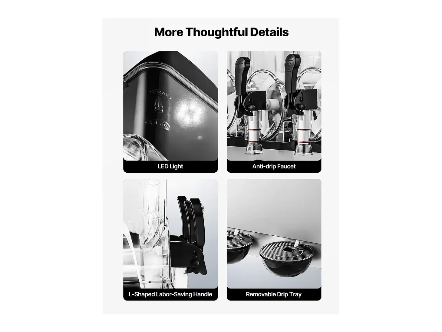 Máquina de Granito SucceBuy, 3 Depósitos de 15 L, Acero Inoxidable, Distribuidor de Bebidas Heladas, para Hogar, Restaurantes, Cafés, Bares