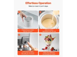 Máquina de Hacer Sorbetes SucceBuy 1,7 L, Robot de Repostería a 6 Velocidades, con Pantalla Digital LED y Temporizador, Paleta de Mezcla, Gancho Amasador, Gris