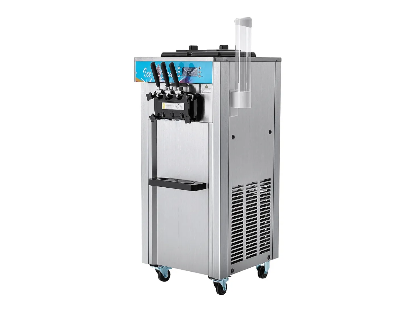 Máquina de Helado Blando Comercial SucceBuy, 21 - 31 L/H, 1500 W, 3 Sabores, 2x5,5 L, para Yogur, Café y Snack-Bar