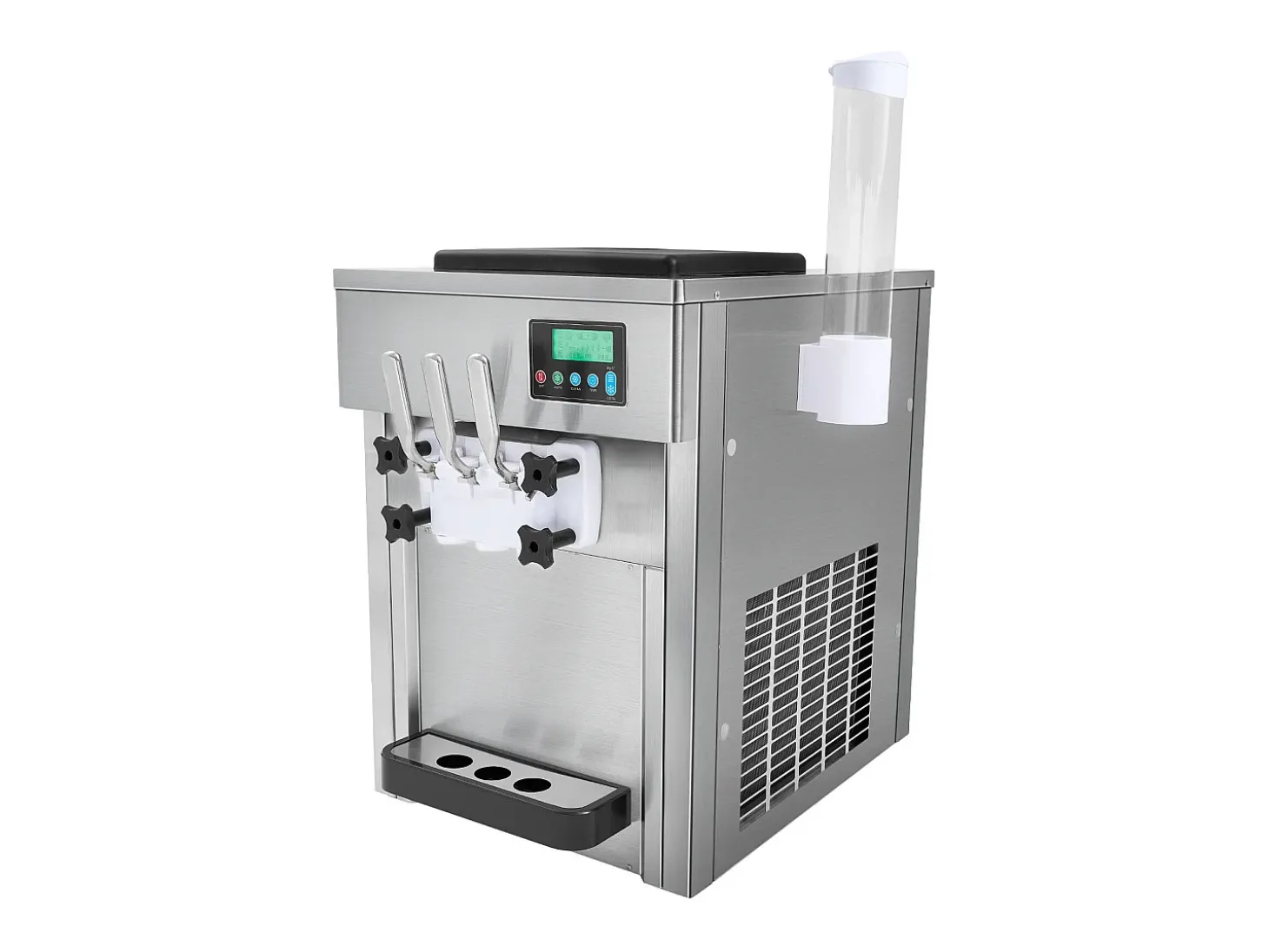 Máquina de Helado Blando SucceBuy, 20 L/h 1800 W 3 Sabores, Limpieza Automática, para Café Snack-Bar Restaurante Supermercado