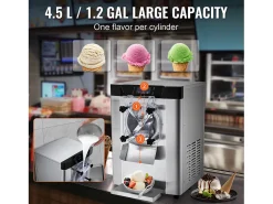 Máquina de Helado SucceBuy, 12 L/h, 1295 W, Pre-enfriamiento Automático, Panel LED, para Snack-bars