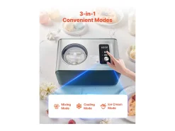 Máquina de Helados SucceBuy Automática de 1,5 L, Turbina de Hielo para Sorbetes con Compresor Integrado, Máquina de Helados Eléctrica sin Precongelación