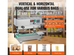 Máquina Selladora Continua de Bolsas SucceBuy, Selladora de Banda Vertical, Acero Inoxidable