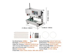 Máquina Selladora Continua de Bolsas SucceBuy, Selladora de Banda Vertical, Acero Inoxidable