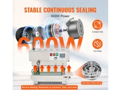 Máquina Selladora Continua de Bolsas SucceBuy, Selladora de Banda Vertical, Acero Inoxidable