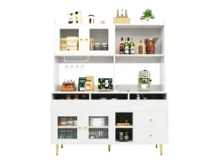 Mueble alto de restaurante (145x39x171cm), blanco/dorado