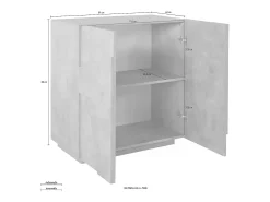 Mueble Aparador diseño moderno blanco 2 puertas y 2 estantes Ping Side S