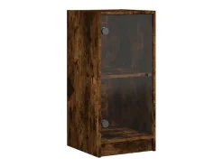 Mueble auxiliar con puertas de cristal roble ahumado 35x37x75,5 cm