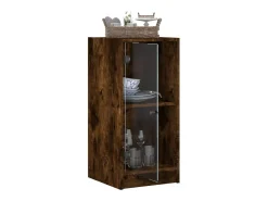 Mueble auxiliar con puertas de cristal roble ahumado 35x37x75,5 cm