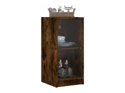 Mueble auxiliar con puertas de cristal roble ahumado 35x37x75,5 cm