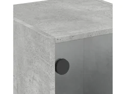 Mueble auxiliar con puertas de cristal gris hormigón 35x37x75,5 cm