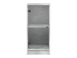 Mueble auxiliar con puertas de cristal gris hormigón 35x37x75,5 cm