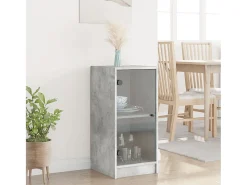 Mueble auxiliar con puertas de cristal gris hormigón 35x37x75,5 cm
