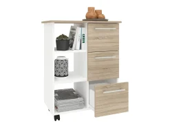 Mueble auxiliar haaus Loma, 3 cajones, 3 estantes, Roble Sonoma/Blanco, 64 x 35 x 85 cm