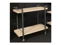 Mueble auxiliar, mueble de almacenaje de diseño para cocina o comedor TROLLEY. Color madera y negro.