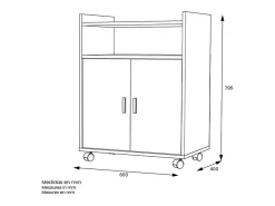 Mueble Auxiliar para Microondas – Acabado Blanco – 79,5 x 60 x 40 cm (alto x ancho x fondo)