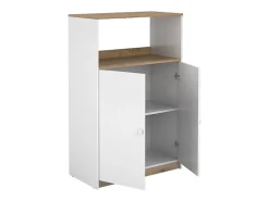 Mueble Auxiliar para Microondas | Color Blanco y Roble | 124 x 80 x 40 cm (alto x ancho x fondo)