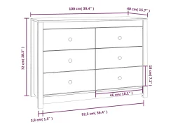 Mueble auxiliar 100x40x72 cm Madera maciza de pino
