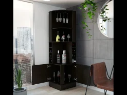 Mueble bar esquinero Syrah, con soporte para copas 180.6CM A X 46.9CM An X 46.9CM P Wengue