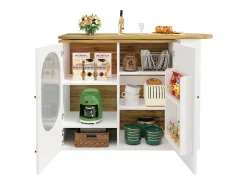Mueble bar giratorio - 138 x 73 x 105 cm - 3 puertas + separadores extraíbles - MDF + Metal - blanco