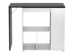 Mueble bar giratorio con almacenaje - Blanco y antracita - SATURN