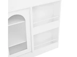 Mueble bar giratorio con 2 puertas de cristal - Tapa reversible - Blanco