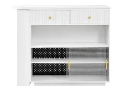Mueble bar giratorio con enchufes, iluminación LED y tablero perforado - Blanco
