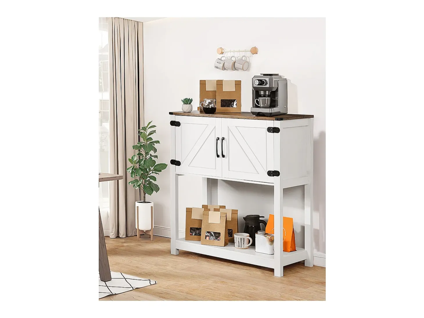 Mueble Bar para Café SucceBuy, 80 x 35 x 88 cm, 3 Niveles con Puertas Magnéticas