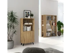 Mueble Bar para Salón o Comedor, Aparador de Cocina, Color Mauvella-rayas, Medidas: 60 cm (Ancho) x 135 cm (Alto) x 40 cm (Fondo) – Meyvaser