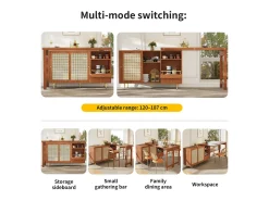 Mueble Buffet, Barra Giratoria Extensible - MDF - Con Almacenamiento Varios - Marrón