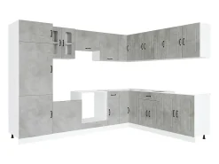 Mueble cocina Kalmar gris hormigón 14 pzas madera contrachapada